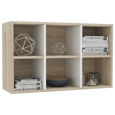 Boekenkast/dressoir 66x30x98 cm bewerkt hout wit sonoma eiken 8719883675084 5