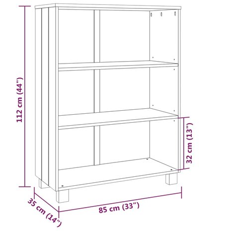 Boekenkast HAMAR 85x35x112 cm massief grenenhout wit 8720286818312 7