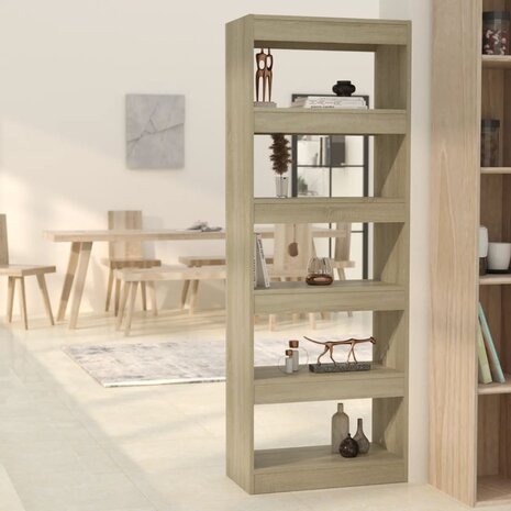 Boekenkast/kamerscherm 60x30x166 cm spaanplaat sonoma eiken 8720286843338 1