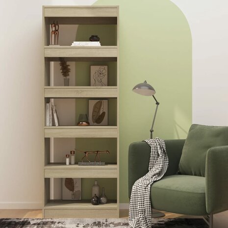 Boekenkast/kamerscherm 60x30x166 cm spaanplaat sonoma eiken 8720286843338 5