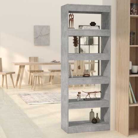 Boekenkast/kamerscherm 60x30x166 cm spaanplaat betongrijs 8720286843345 1