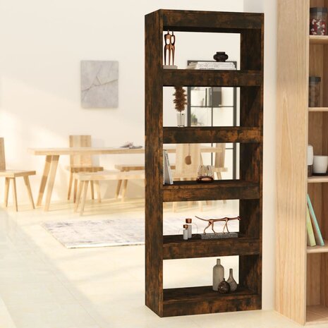 Boekenkast/kamerscherm 60x30x166 cm spaanplaat gerookt eiken 8720286844397 1