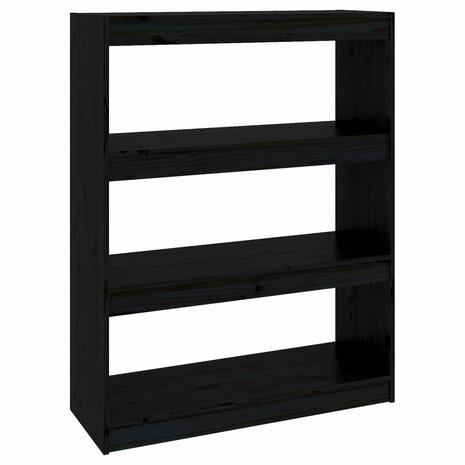 Boekenkast/kamerscherm 80x30x103,5 cm massief grenenhout zwart 8720286608920 2