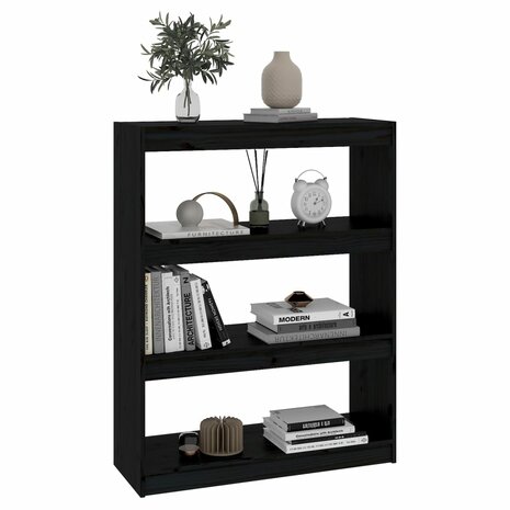 Boekenkast/kamerscherm 80x30x103,5 cm massief grenenhout zwart 8720286608920 3