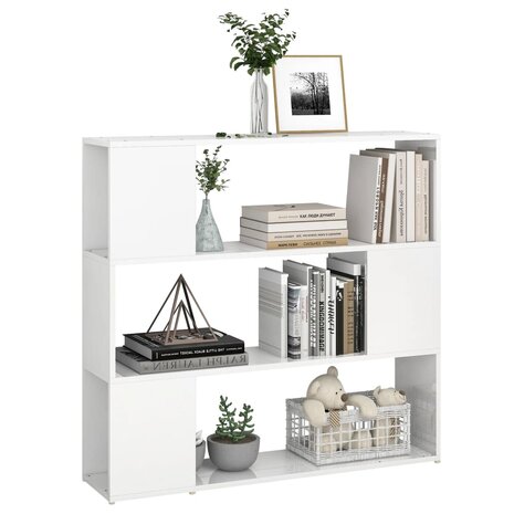 Boekenkast/kamerscherm 100x24x94 cm hoogglans wit 8720286651414 4