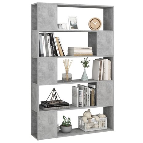 Boekenkast/kamerscherm 100x24x155 cm spaanplaat betongrijs 8720286651575 6