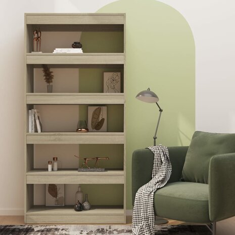 Boekenkast/kamerscherm 80x30x166 cm spaanplaat sonoma eiken 8720286843581 3