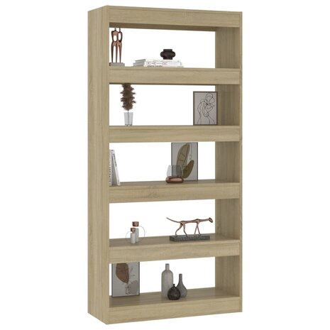 Boekenkast/kamerscherm 80x30x166 cm spaanplaat sonoma eiken 8720286843581 4