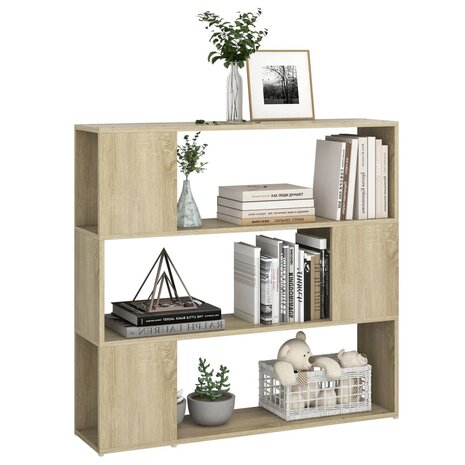 Boekenkast/kamerscherm 100x24x94 cm sonoma eikenkleurig 8720286651384 4