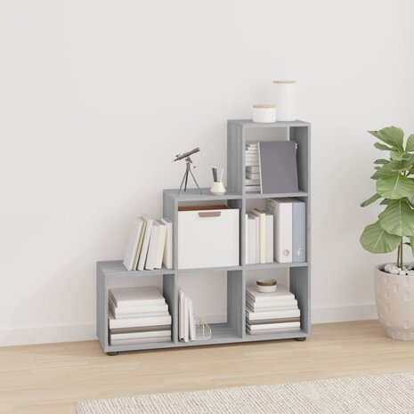 Boekenkast trapvormig 107 cm bewerkt hout grijs sonoma eiken 8720286945780 1