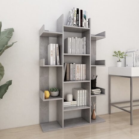 Boekenkast 86x25,5x140 cm spaanplaat betongrijs 8720286645840 1