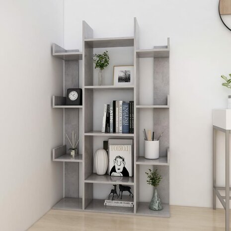 Boekenkast 86x25,5x140 cm spaanplaat betongrijs 8720286645840 3