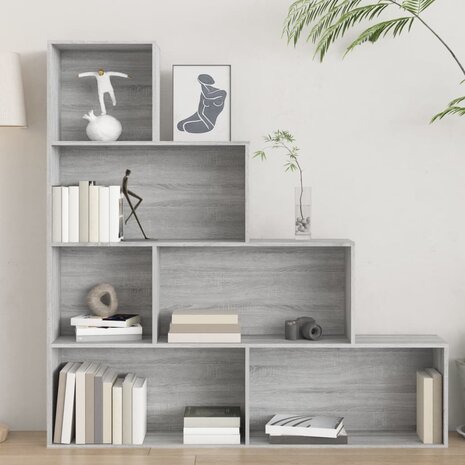 Boekenkast 155x24x160 cm grijs sonoma eikenkleurig 8720286954102 5