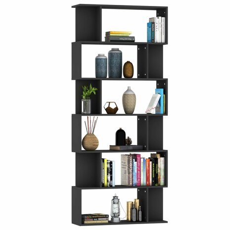 Boekenkast / kamerscherm 80x24x192 cm bewerkt hout zwart 8719883672526 3