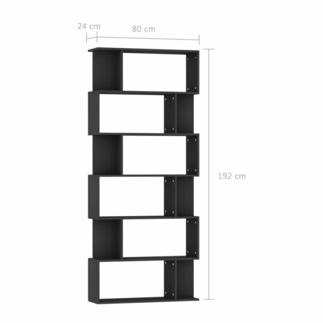 Boekenkast / kamerscherm 80x24x192 cm bewerkt hout zwart 8719883672526 7