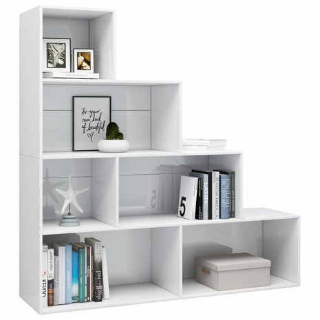 Boekenkast/kamerscherm 155x24x160 cm bewerkt hout hoogglans wit 8719883786124 3