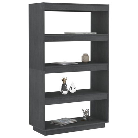 Boekenkast/kamerscherm 80x35x135 cm massief grenenhout grijs 8720286816226 4