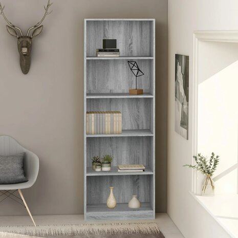 Boekenkast 60x24x175 cm bewerkt hout grijs sonoma eikenkleurig 8720286976388 1