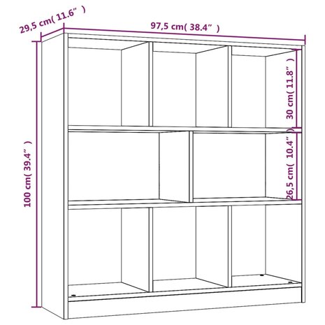 Boekenkast 97,5x29,5x100 cm bewerkt hout bruin eikenkleur 8720845694111 7