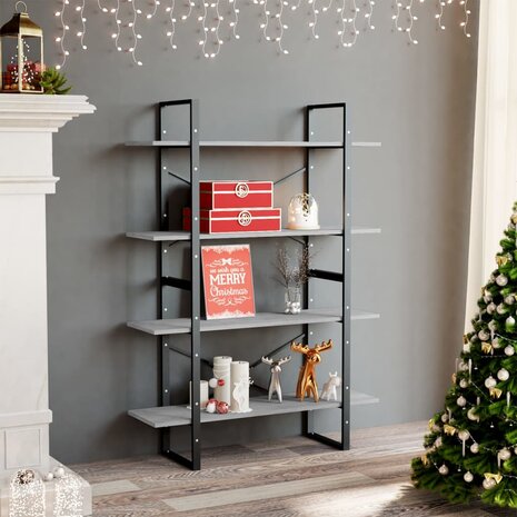 Boekenkast met 4 schappen 40x24x142 cm bewerkt hout betongrijs 8720286567715 1