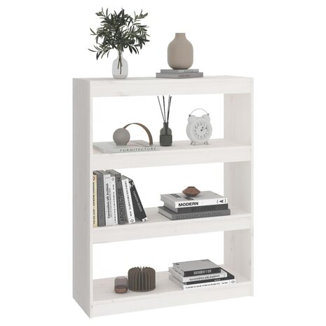 Boekenkast/kamerscherm 80x30x103,5 cm massief grenenhout wit 8720286608890 3