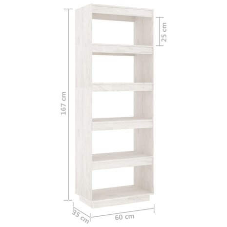 Boekenkast/kamerscherm 60x35x167 cm massief grenenhout wit 8720286816066 8