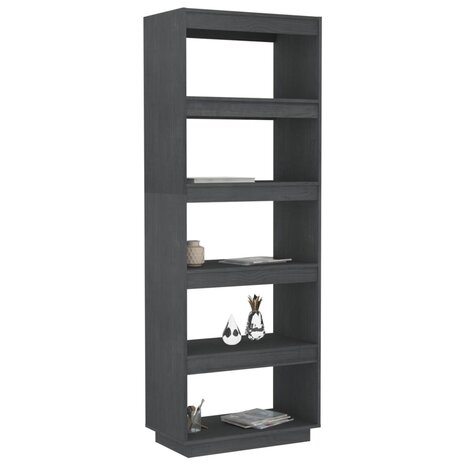 Boekenkast/kamerscherm 60x35x167 cm massief grenenhout grijs 8720286816073 4