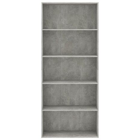 Boekenkast met 5 schappen 80x30x189 cm bewerkt hout betongrijs 8719883816258 4