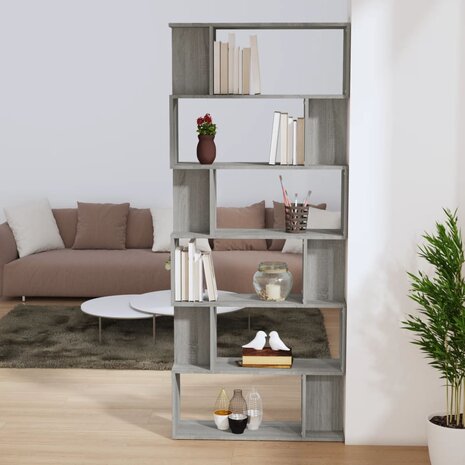 Boekenkast/kamerscherm 80x24x192 cm bewerkt hout grijs sonoma 8720845693282 3