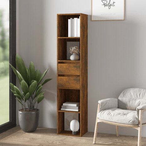 Boekenkast 36x30x171 cm bewerkt hout gerookt eikenkleurig 8720286954515 1