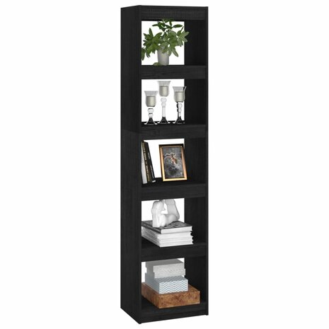 Boekenkast/kamerscherm 40x30x167,5 cm massief grenenhout zwart 8720286608524 4