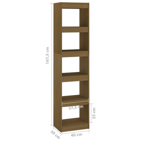 Boekenkast/kamerscherm 40x30x167,5 cm grenenhout honingbruin 8720286608517 8