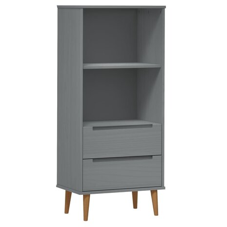 Boekenkast MOLDE 60x35x133,5 cm massief grenenhout grijs 8720845542269 2