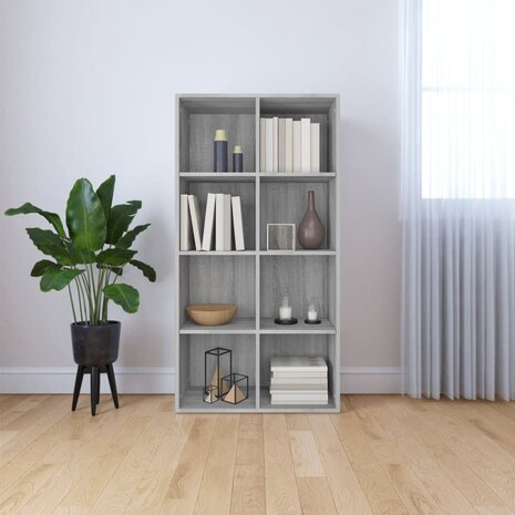 Boekenkast 66x30x130 cm bewerkt hout sonoma grijs 8720286975121 1