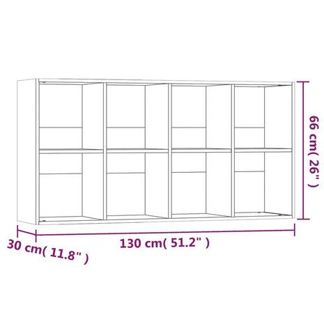 Boekenkast 66x30x130 cm bewerkt hout sonoma grijs 8720286975121 12