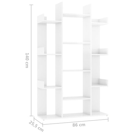 Boekenkast 86x25,5x140 cm spaanplaat hoogglans wit 8720286645864 7