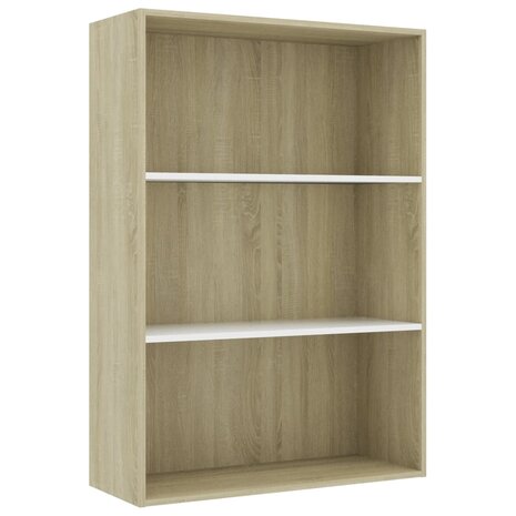 Boekenkast 3 schappen 80x30x114 cm hout wit sonoma eikenkleur 8719883816081 2