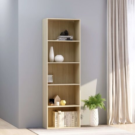 Boekenkast met 5 schappen 60x30x189 cm spaanplaat sonoma eiken 8719883815886 1