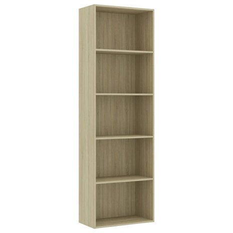 Boekenkast met 5 schappen 60x30x189 cm spaanplaat sonoma eiken 8719883815886 2