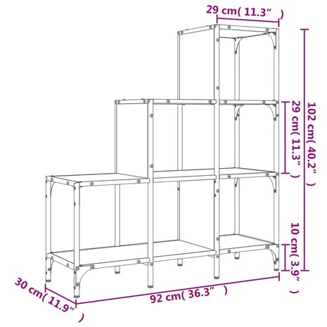 Boekenkast 92x30x102 cm bewerkt hout en metaal zwart 8721012479753 10