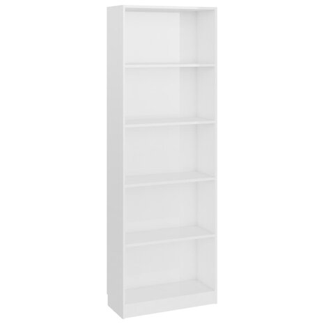 Boekenkast 5 schappen 60x24x175 cm bewerkt hout hoogglans wit 8719883869353 2