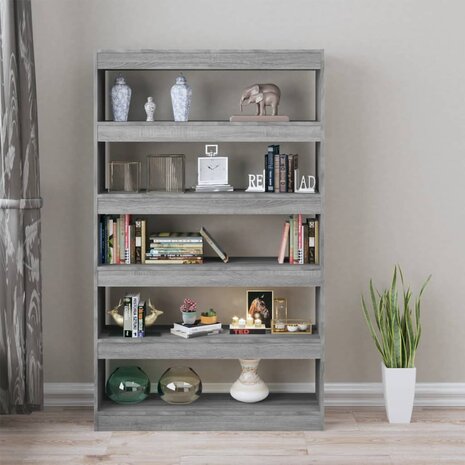 Boekenkast/kamerscherm 100x30x166 cm grijs sonoma eikenkleurig 8720286844700 3