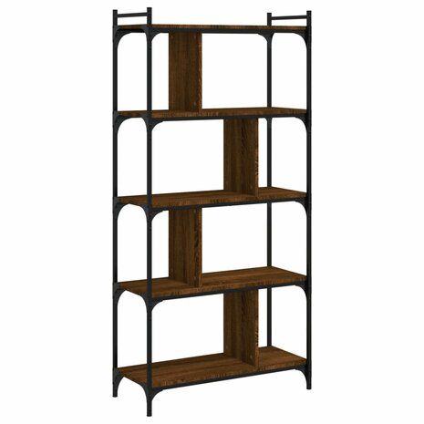 Boekenkast 5-laags 76x32x158 cm bewerkt hout bruin eikenkleur 8720845418953 6