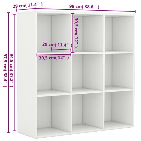 Boekenkast 98x29x97,5 cm bewerkt hout wit 8719883869834 6