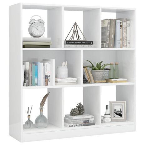 Boekenkast 97,5x29,5x100 cm spaanplaat hoogglans wit 8719883673387 3