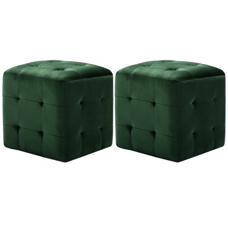 Poef 2 st 30x30x30 cm fluweel groen 8719883724546 1