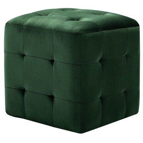 Poef 2 st 30x30x30 cm fluweel groen 8719883724546 2