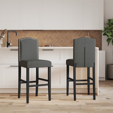 Barstoelen 2 st massief rubberhout en stof 8721012879522 3