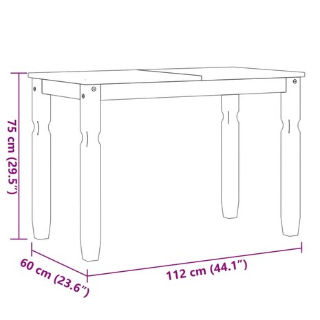 Eettafel Corona 112x60x75 cm massief grenenhout 8721012852952 8