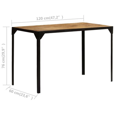 Eettafel 120 cm massief ruw mangohout en staal 8718475626152 9